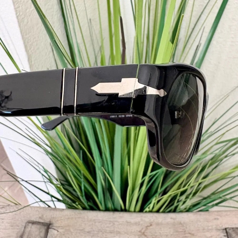 Persol Black Sunglasses with Silver Arrow Detail